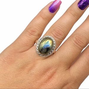 Spectrolite Labradorite 925 Sterling Silver Ring